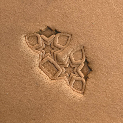 Star Cluster Geometric leather stamp LT532 — single impression on veg-tan leather