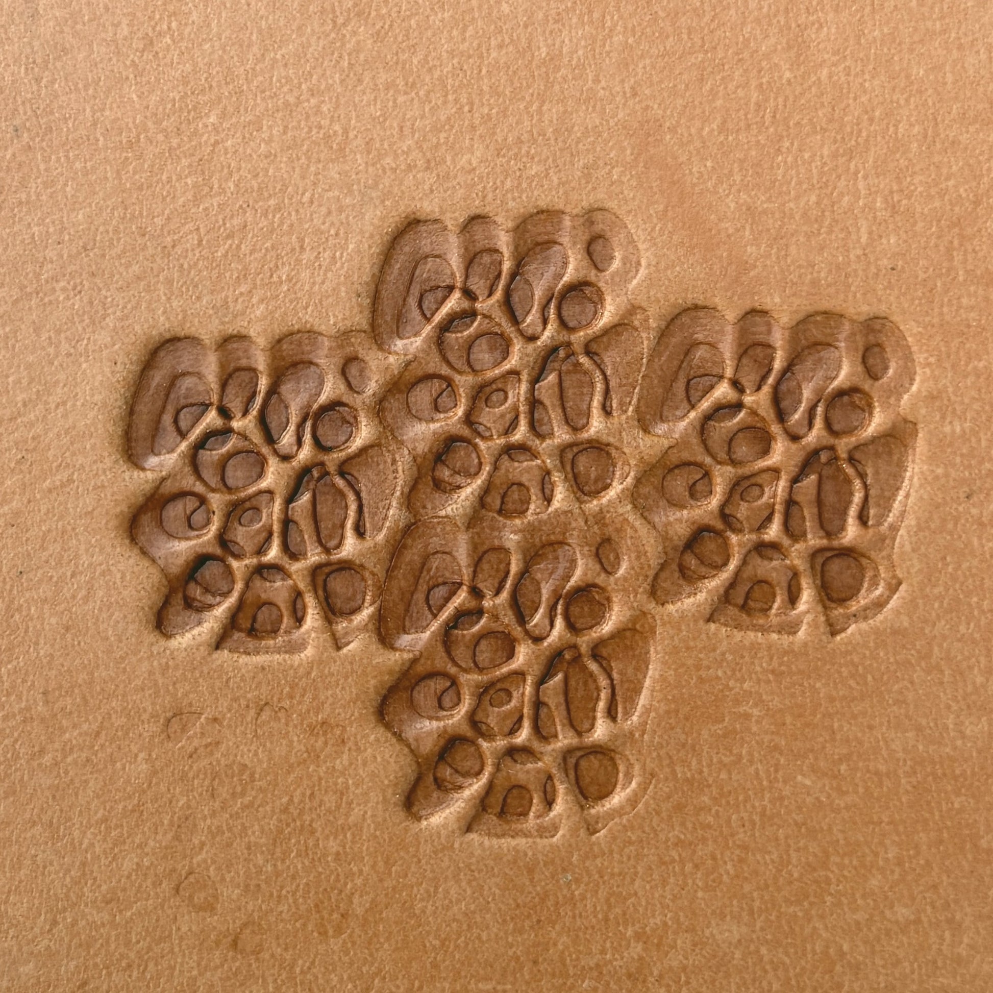 Floral Cluster leather stamp LT537 — pattern imprint on veg-tan leather