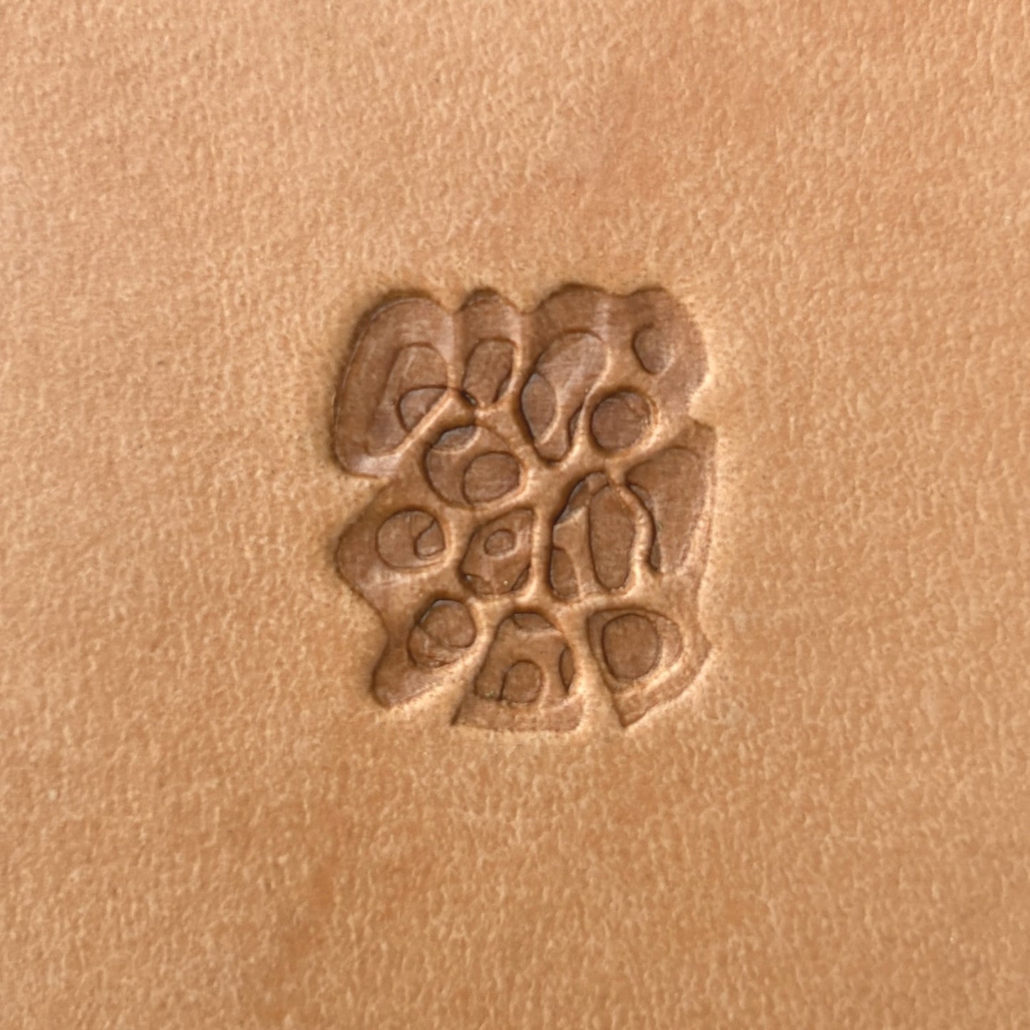 Floral Cluster leather stamp LT537 — single impression on veg-tan leather