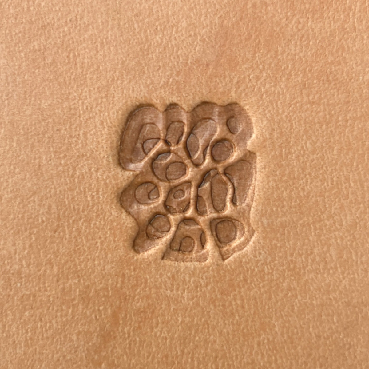 Floral Cluster leather stamp LT537 — single impression on veg-tan leather