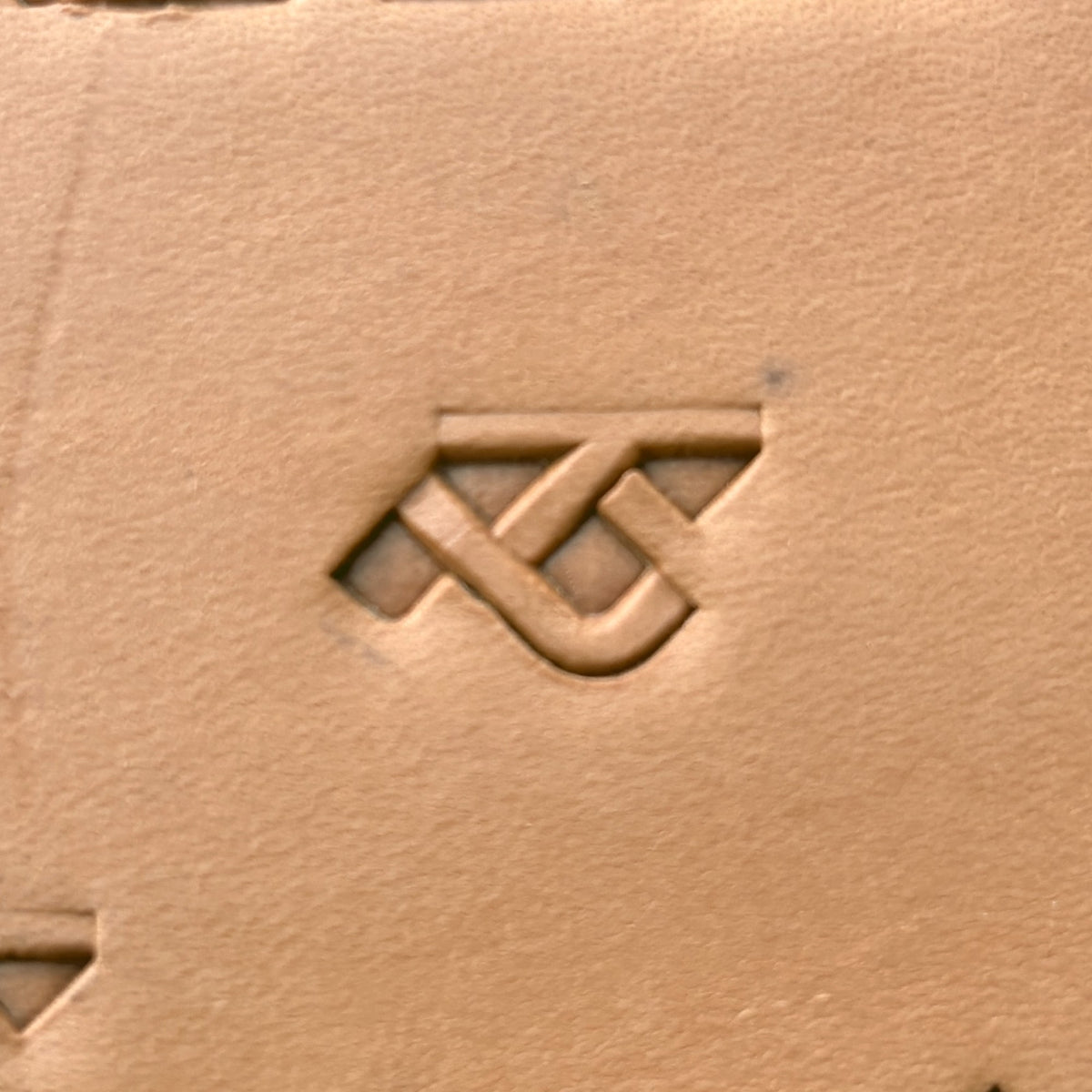 Braided Line Basket Weave leather stamp LT543 — single impression on veg-tan leather