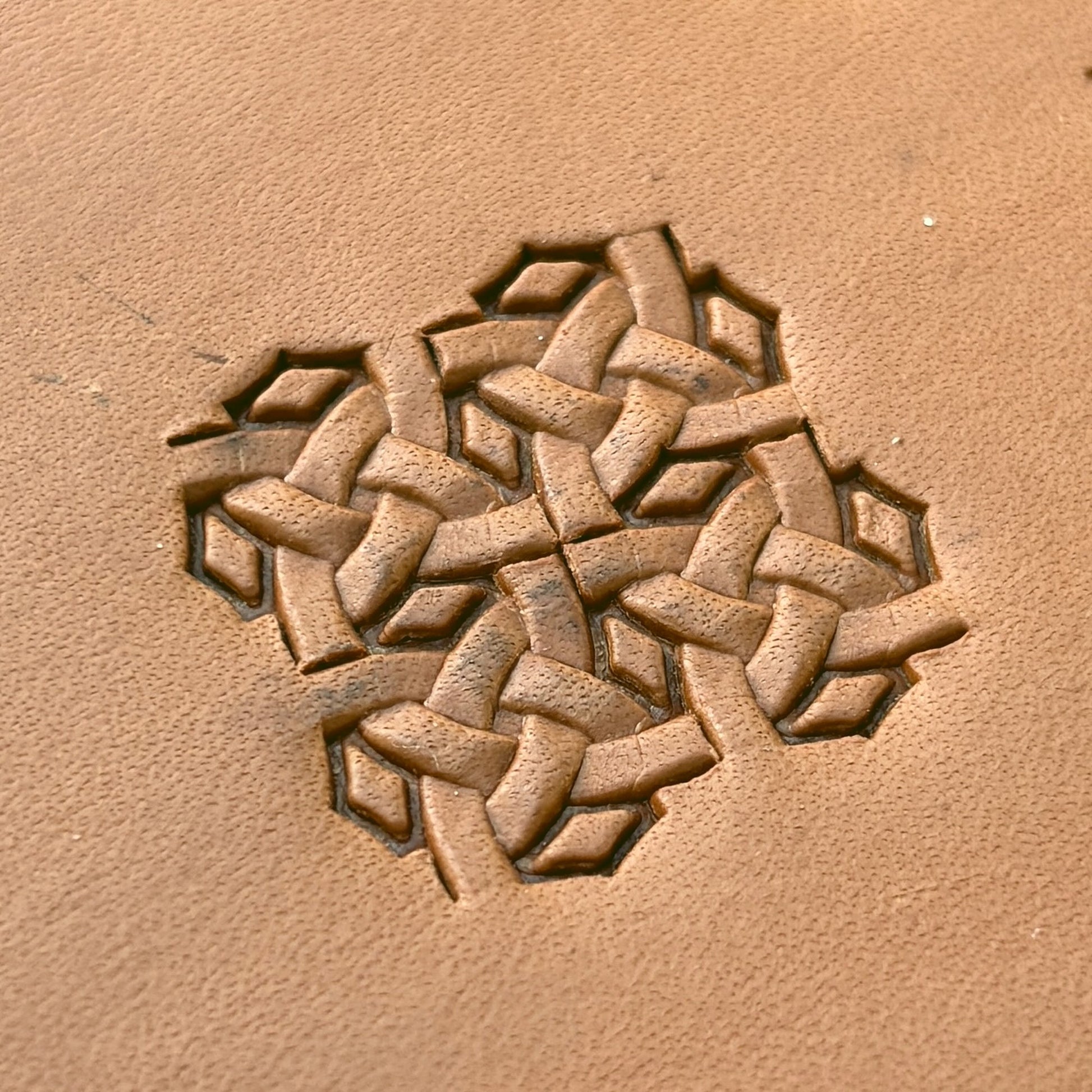 Celtic Knot Geometric leather stamp LT553 — pattern imprint on veg-tan leather