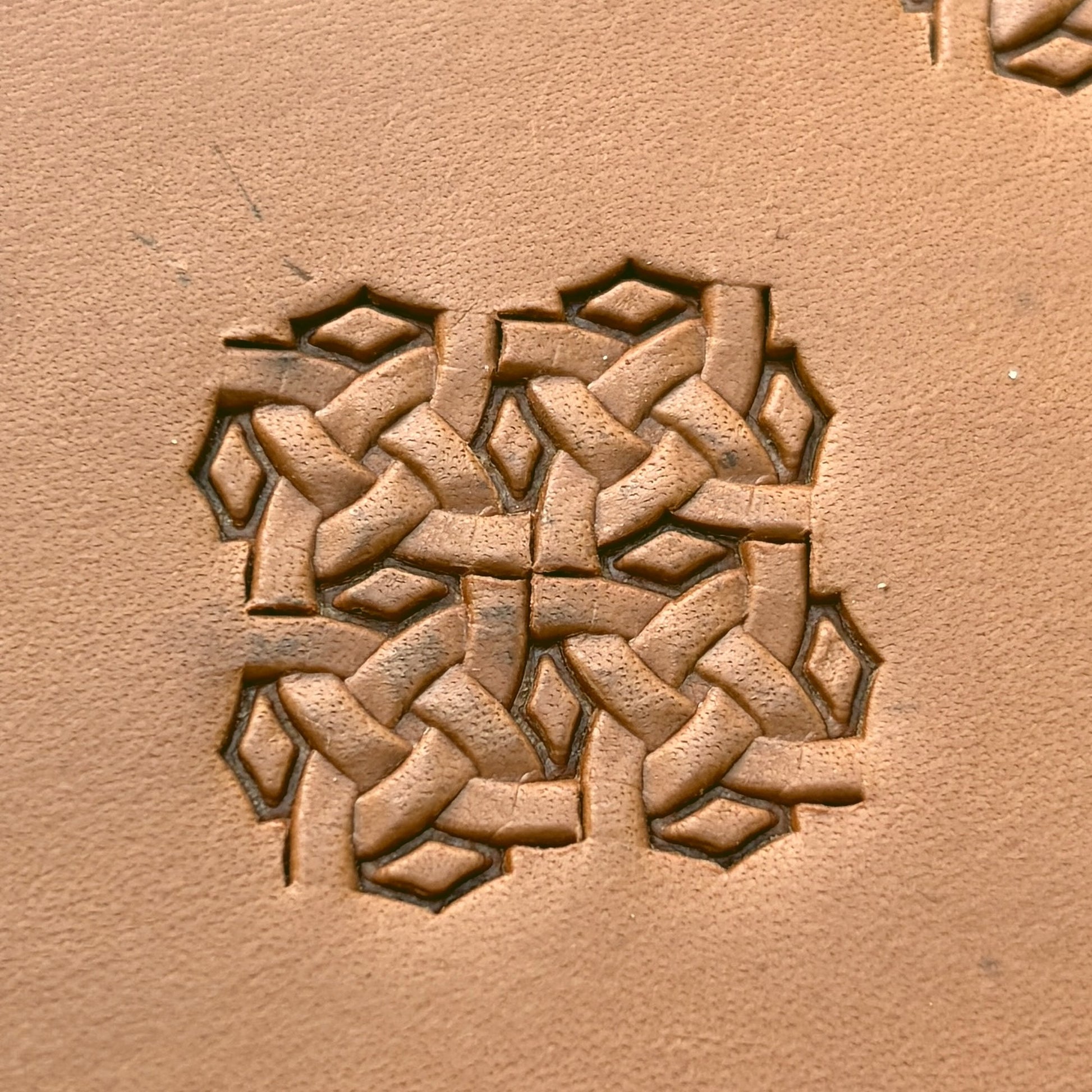 Celtic Knot Geometric leather stamp LT553 — pattern imprint on veg-tan leather