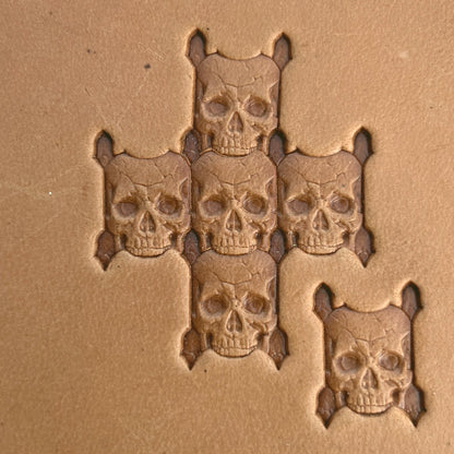 Crossbones Skull leather stamp LT555 — pattern imprint on veg-tan leather