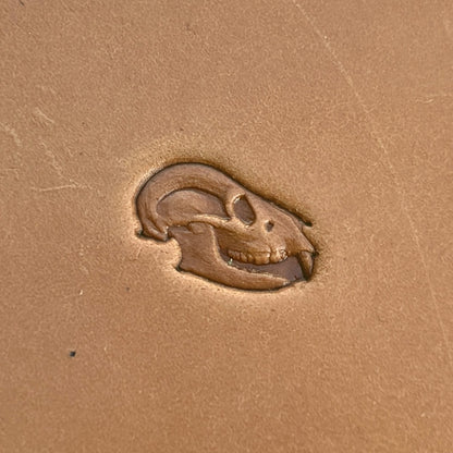 Rodent Skull leather stamp LT559 — pattern imprint on veg-tan leather