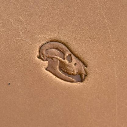 Rodent Skull leather stamp LT559 — pattern imprint on veg-tan leather