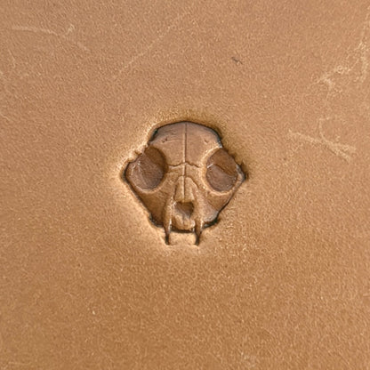 Skull Animal leather stamp LT560 — single impression on veg-tan leather