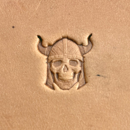 Viking Helmet Skull leather stamp LT567 — pattern imprint on veg-tan leather