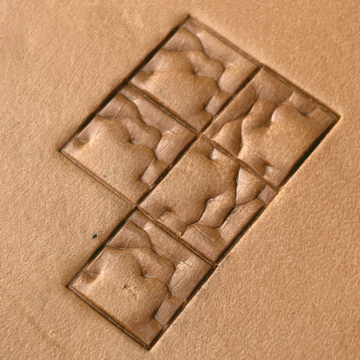 Abstract Square Geometric leather stamp LT581 — pattern imprint on veg-tan leather