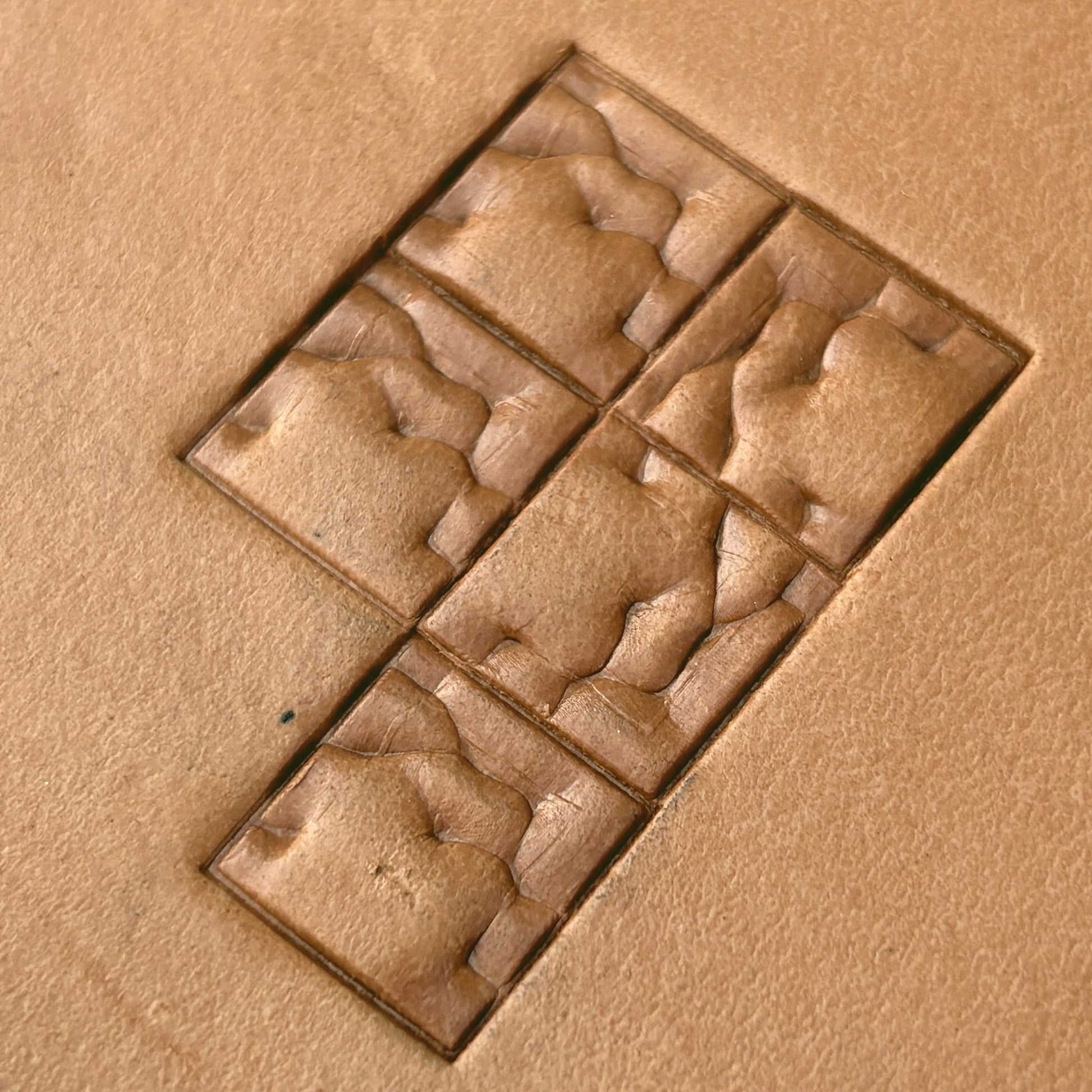 Abstract Square Geometric leather stamp LT581 — pattern imprint on veg-tan leather