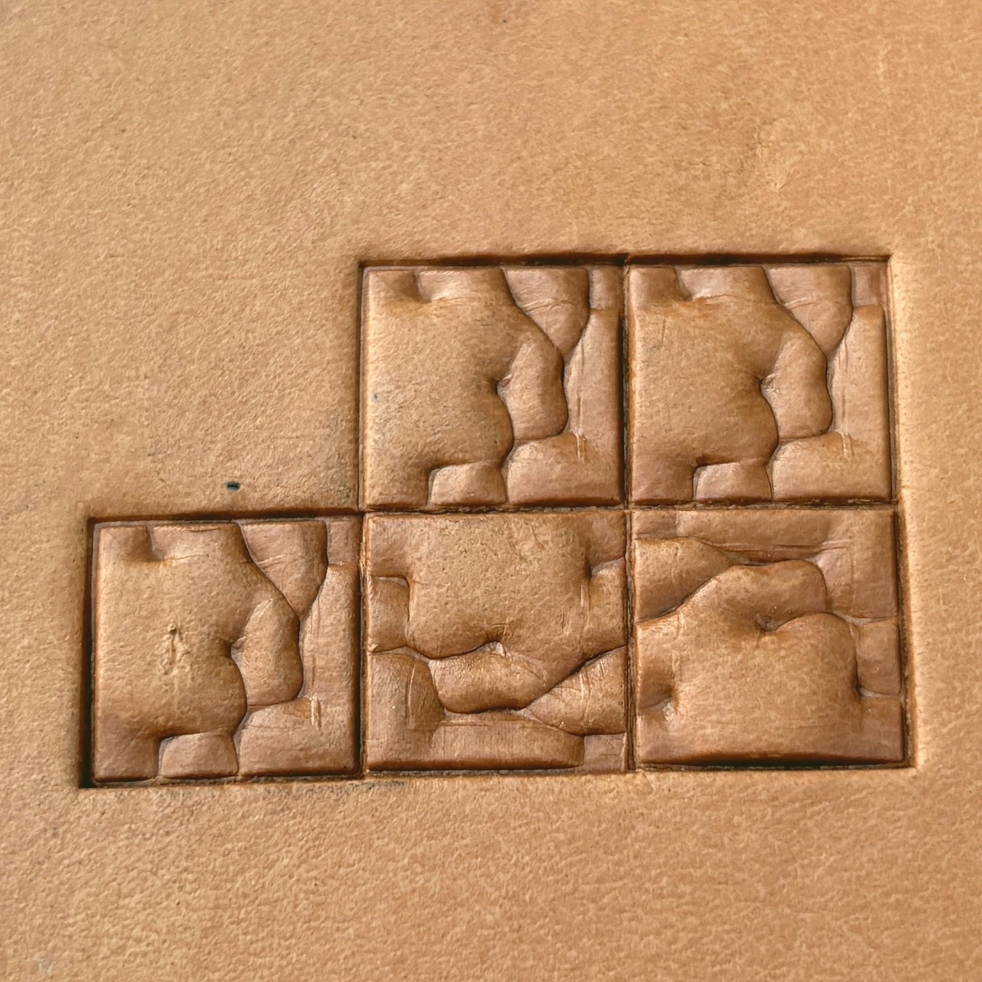 Abstract Square Geometric leather stamp LT581 — pattern imprint on veg-tan leather