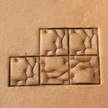 Abstract Square Geometric leather stamp LT581 — pattern imprint on veg-tan leather