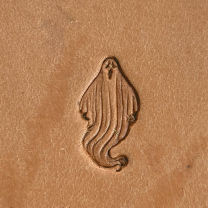 Ghost Pattern leather stamp LT585 — single impression on veg-tan leather