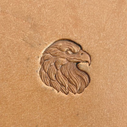 Head Eagle leather stamp LT590 — single impression on veg-tan leather