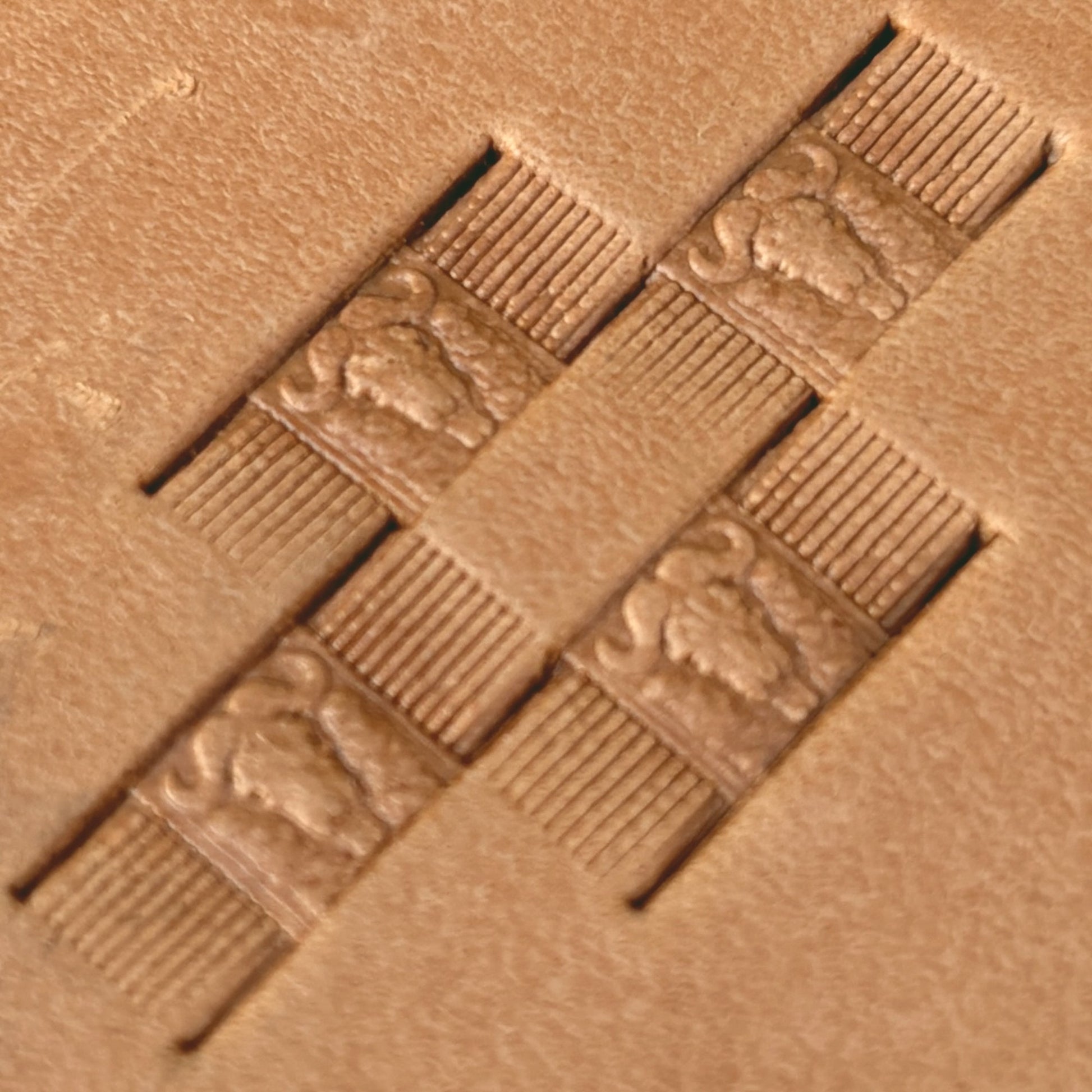 Buffalo Head leather stamp LT591 — pattern imprint on veg-tan leather
