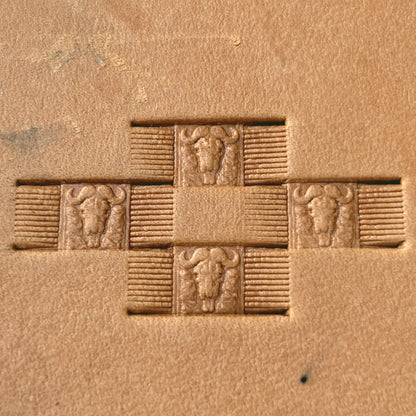 Buffalo Head leather stamp LT591 — pattern imprint on veg-tan leather