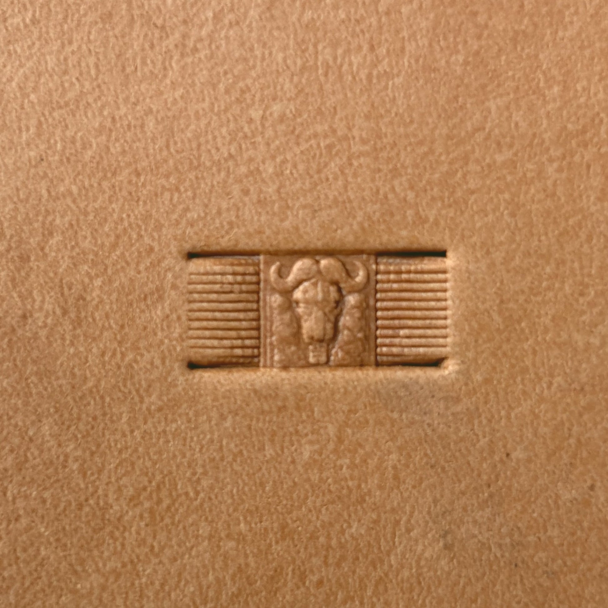 Buffalo Head leather stamp LT591 — single impression on veg-tan leather