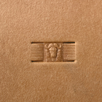 Buffalo Head leather stamp LT591 — single impression on veg-tan leather