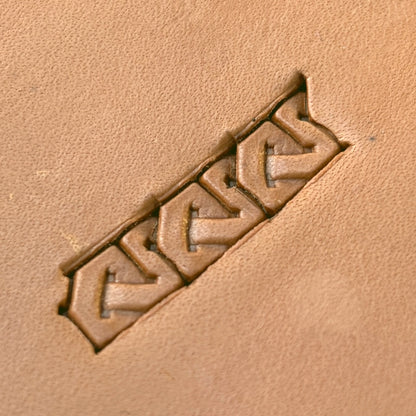 Interlock Geometric leather stamp LT593 — pattern imprint on veg-tan leather