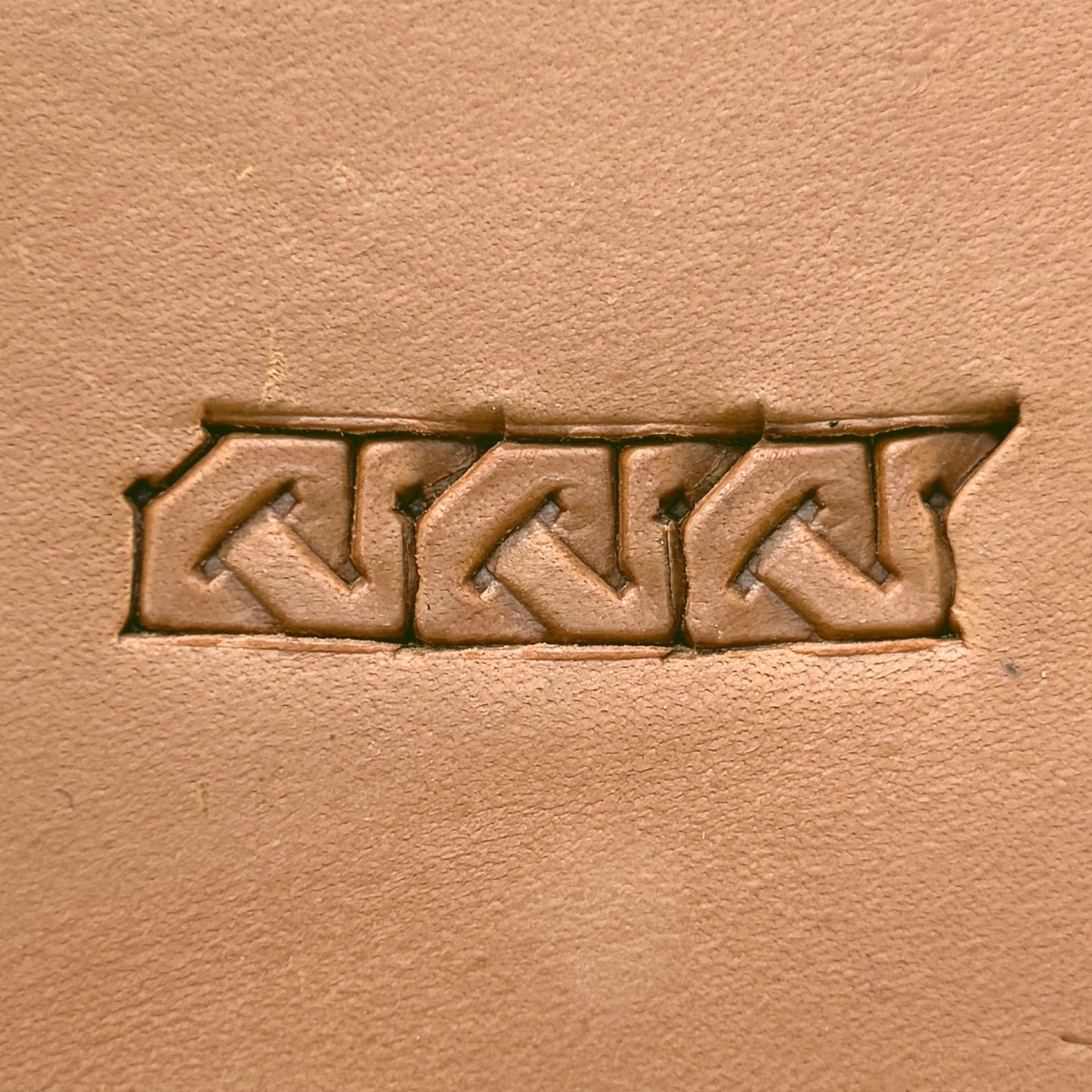 Interlock Geometric leather stamp LT593 — pattern imprint on veg-tan leather