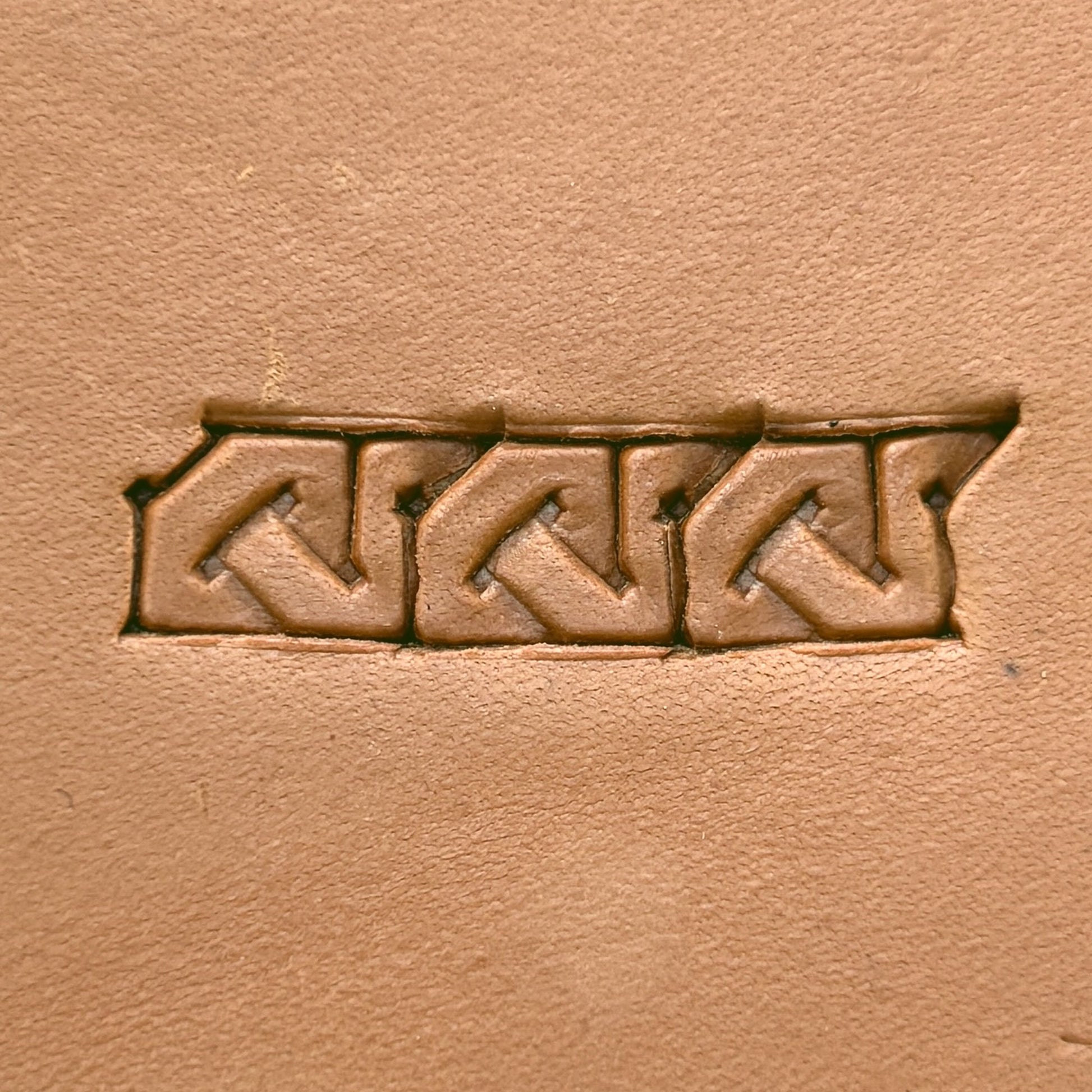 Interlock Geometric leather stamp LT593 — pattern imprint on veg-tan leather