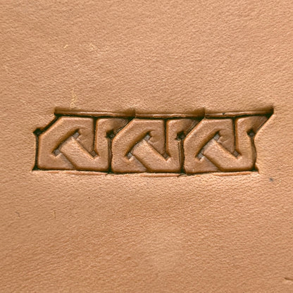 Interlock Geometric leather stamp LT593 — pattern imprint on veg-tan leather