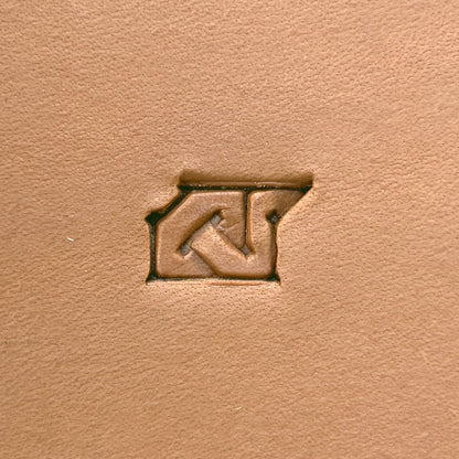 Interlock Geometric leather stamp LT593 — single impression on veg-tan leather