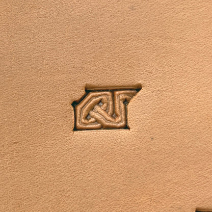 Celtic Knot leather stamp LT594 — single impression on veg-tan leather