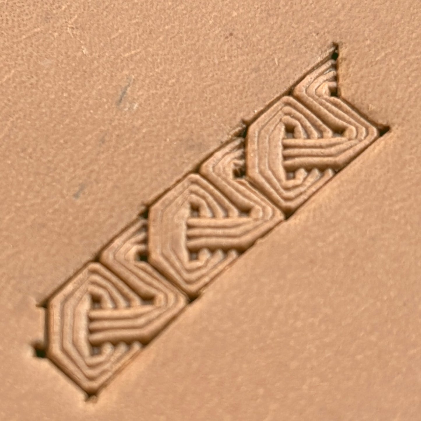 Celtic Knot Geometric leather stamp LT596 — pattern imprint on veg-tan leather