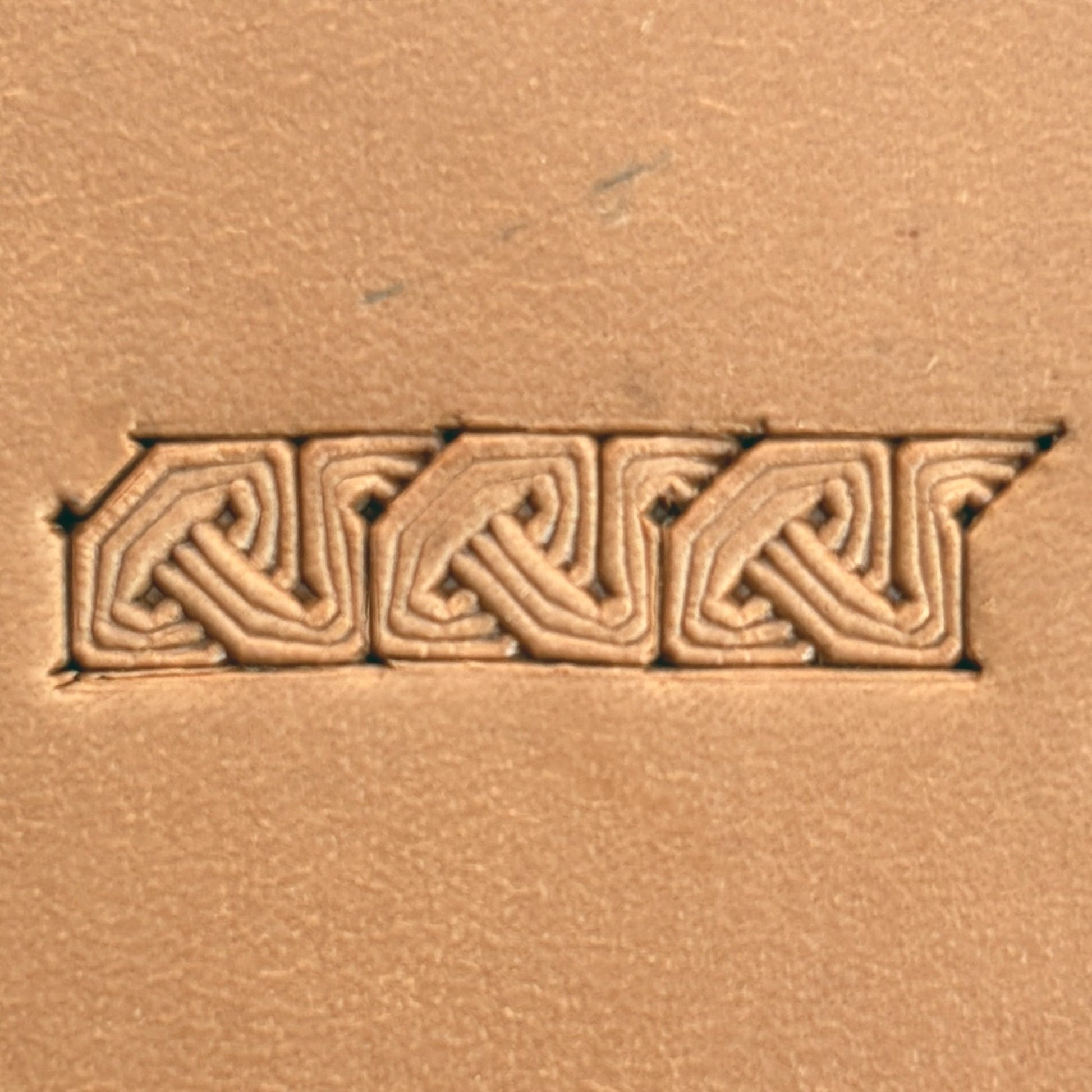 Celtic Knot Geometric leather stamp LT596 — pattern imprint on veg-tan leather