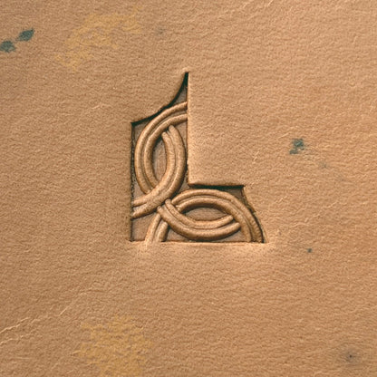 Interlaced Geometric leather stamp LT597 — pattern imprint on veg-tan leather