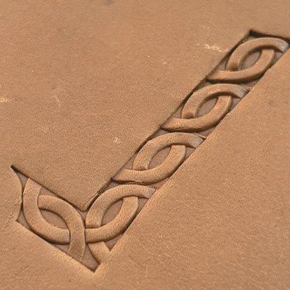 Celtic Knot leather stamp LT598 — pattern imprint on veg-tan leather