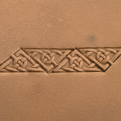 Celtic Knot leather stamp LT599 — pattern imprint on veg-tan leather
