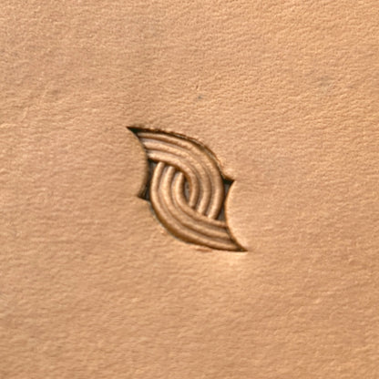 Interlock Basket Weave leather stamp LT602 — single impression on veg-tan leather