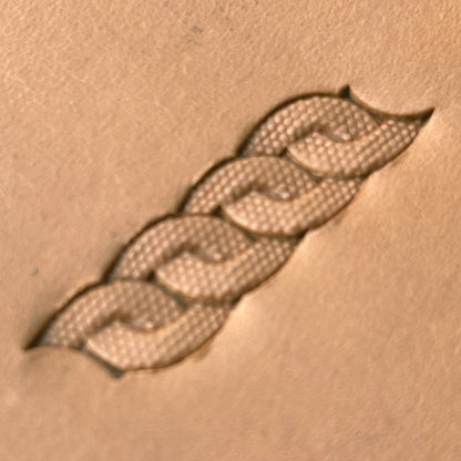 Chain Link Basket Weave leather stamp LT603 — pattern imprint on veg-tan leather