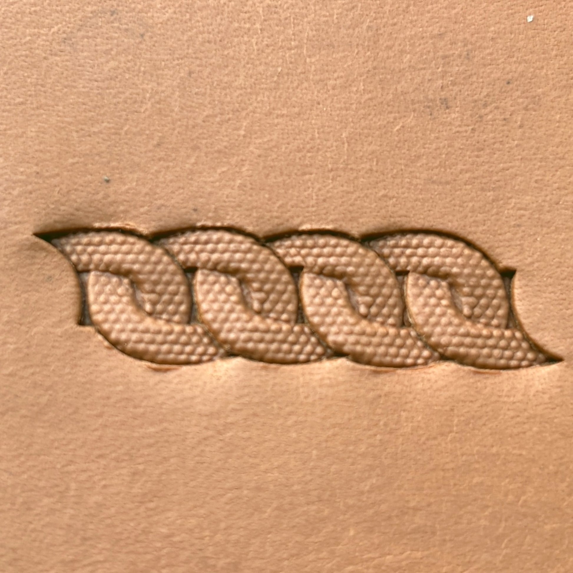 Chain Link Basket Weave leather stamp LT603 — pattern imprint on veg-tan leather