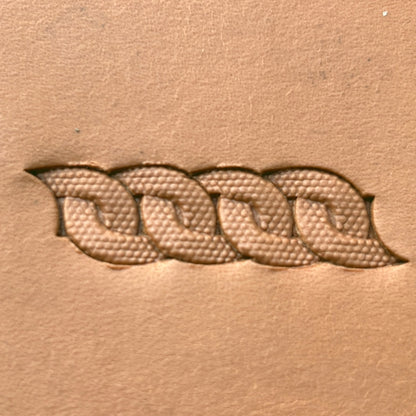 Chain Link Basket Weave leather stamp LT603 — pattern imprint on veg-tan leather
