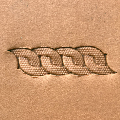 Chain Link Basket Weave leather stamp LT603 — pattern imprint on veg-tan leather