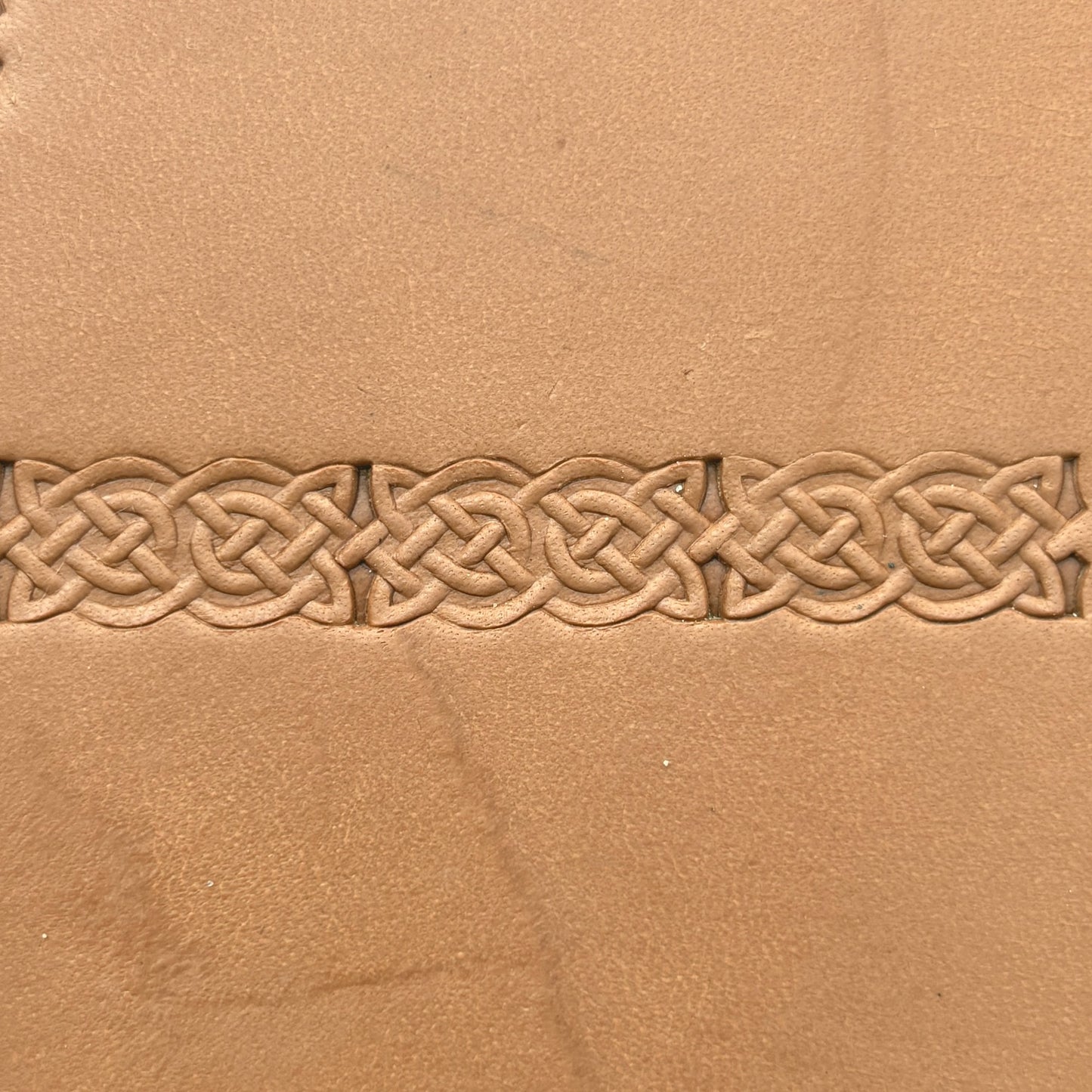 Celtic Knot leather stamp LT606 — pattern imprint on veg-tan leather
