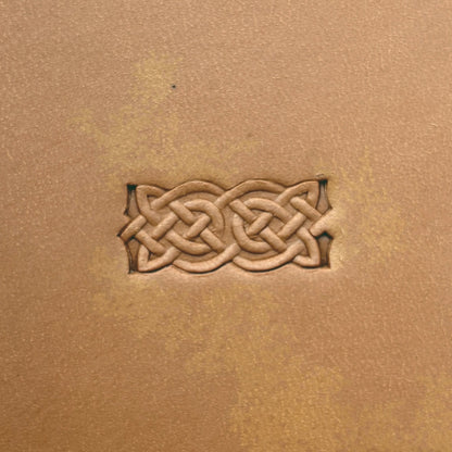 Celtic Knot leather stamp LT606 — single impression on veg-tan leather