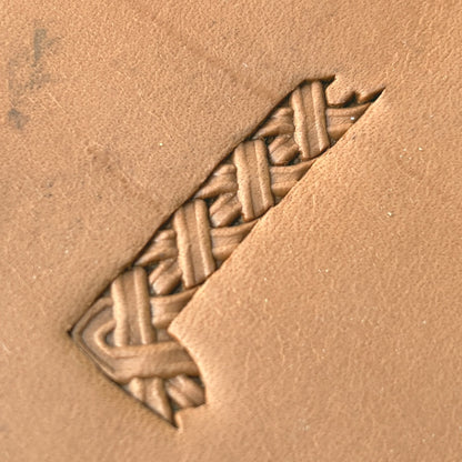Basket Weave leather stamp LT607 — pattern imprint on veg-tan leather