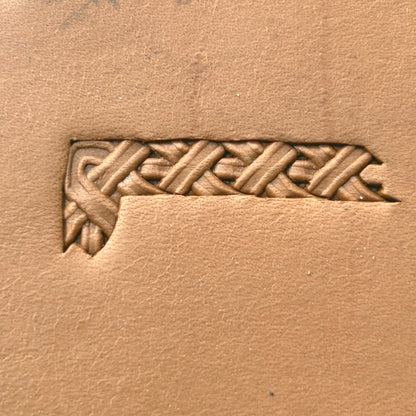 Basket Weave leather stamp LT607 — pattern imprint on veg-tan leather