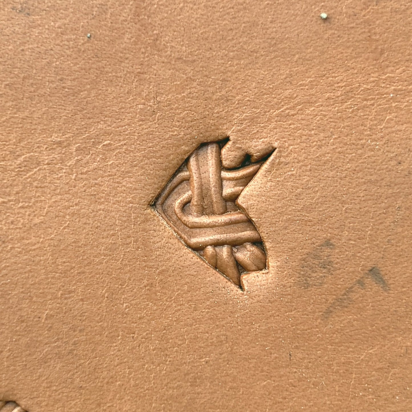 Basket Weave leather stamp LT607 — pattern imprint on veg-tan leather