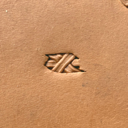 Basket Weave leather stamp LT607 — single impression on veg-tan leather