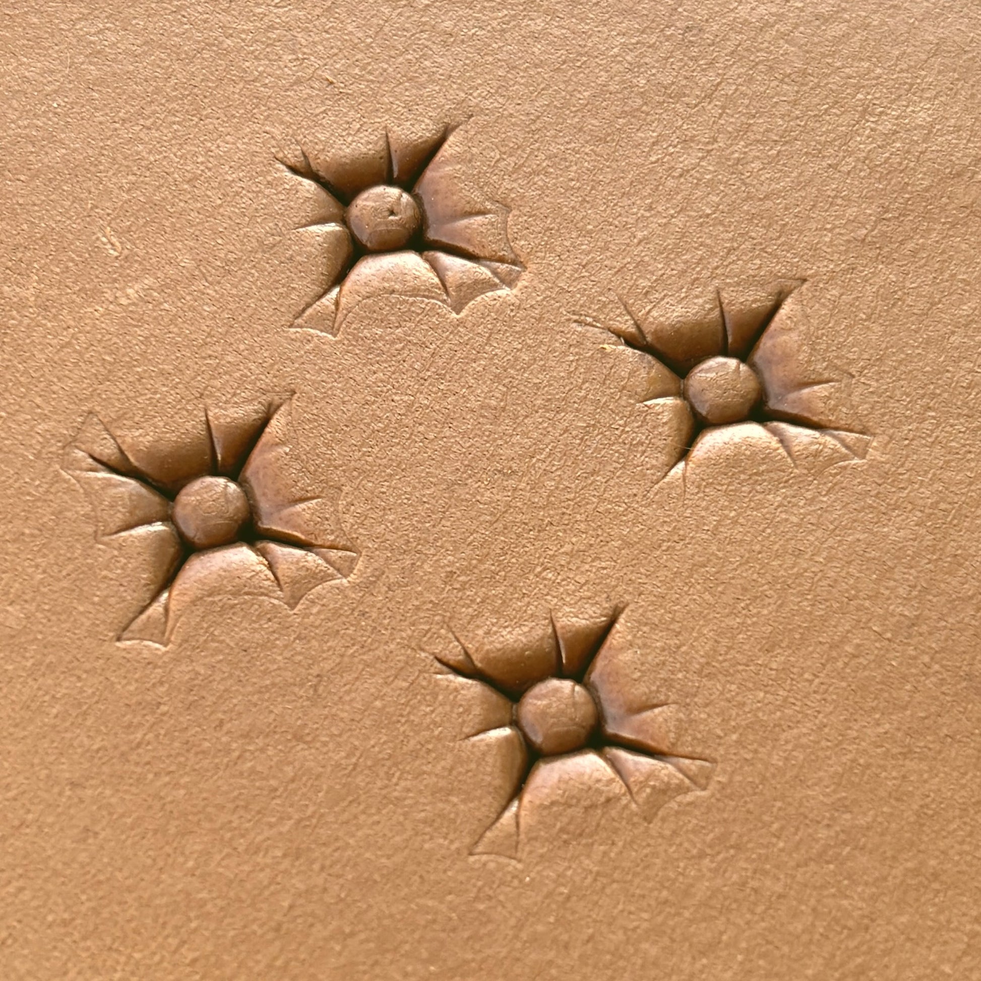 Starburst Geometric leather stamp LT608 — pattern imprint on veg-tan leather