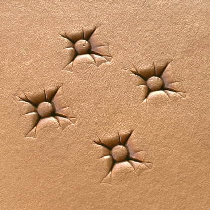 Starburst Geometric leather stamp LT608 — pattern imprint on veg-tan leather