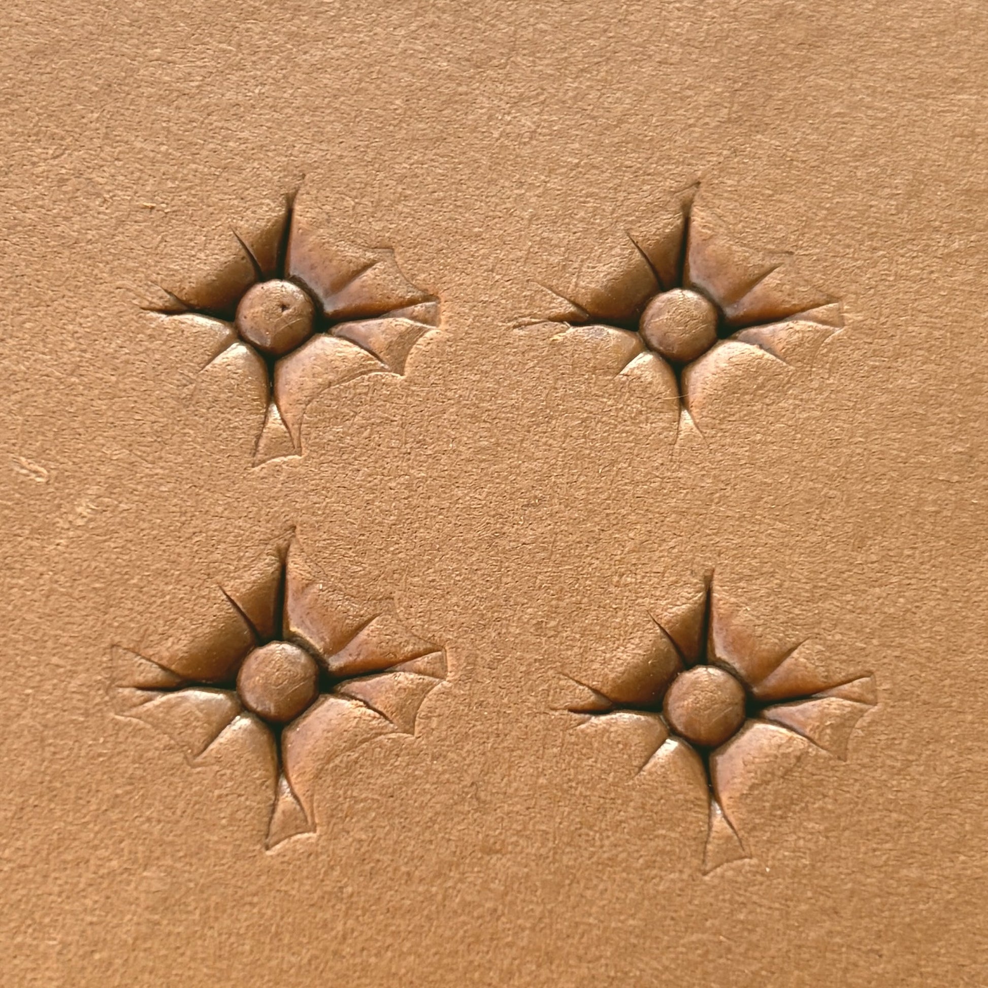 Starburst Geometric leather stamp LT608 — pattern imprint on veg-tan leather