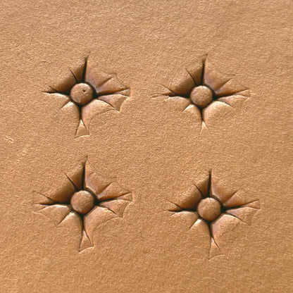 Starburst Geometric leather stamp LT608 — pattern imprint on veg-tan leather