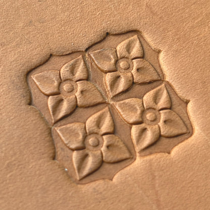 Floral Geometric leather stamp LT609 — pattern imprint on veg-tan leather
