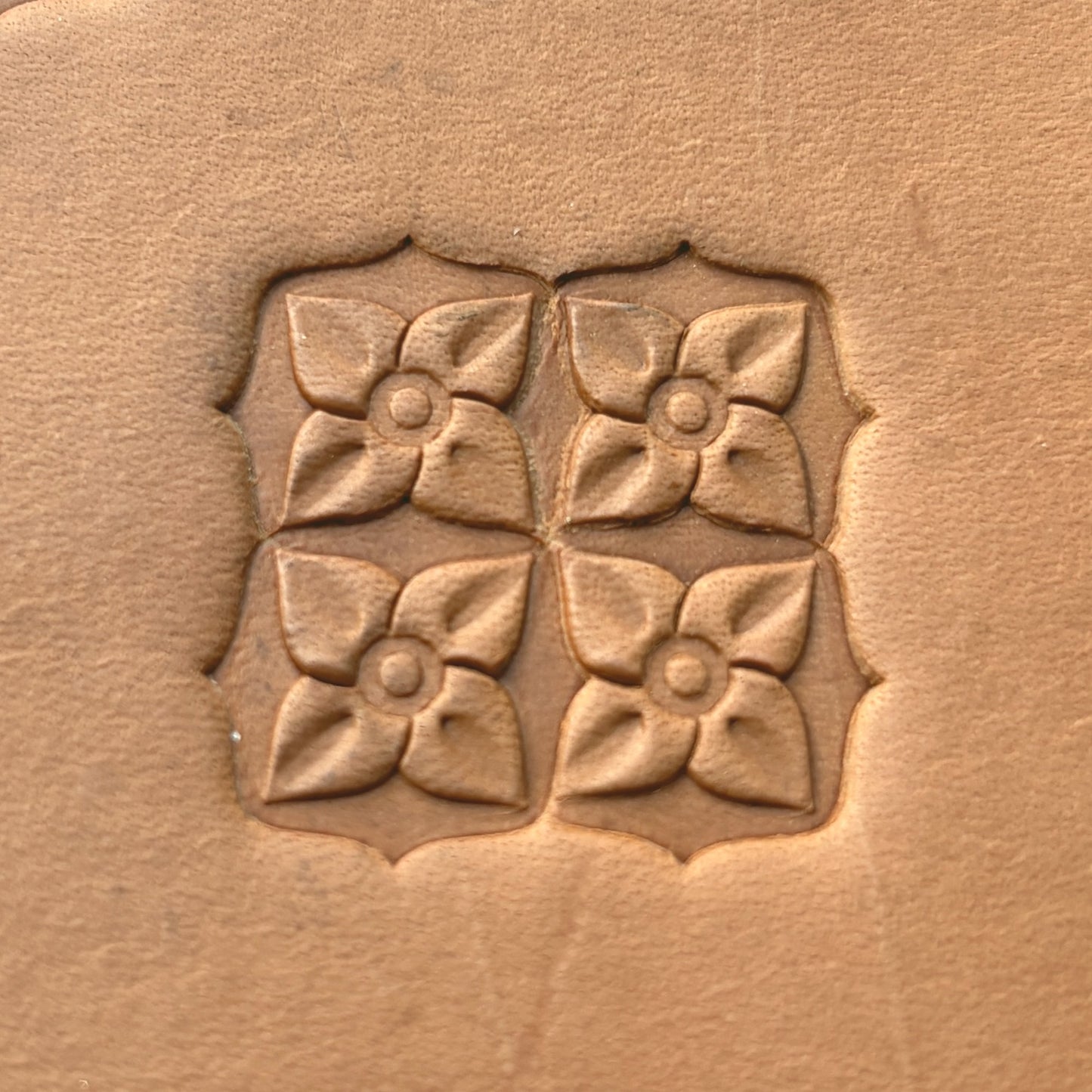 Floral Geometric leather stamp LT609 — pattern imprint on veg-tan leather